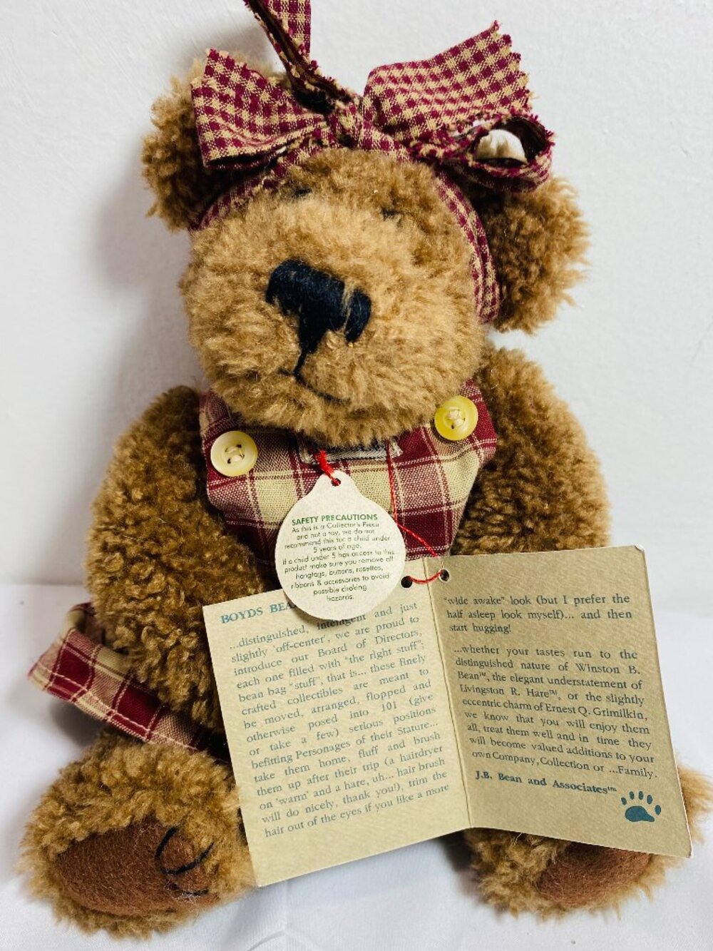 VNTG Boyds Bears Momma McBear Eudemia Q. Quignapple 11" Jointed Gingham Retired